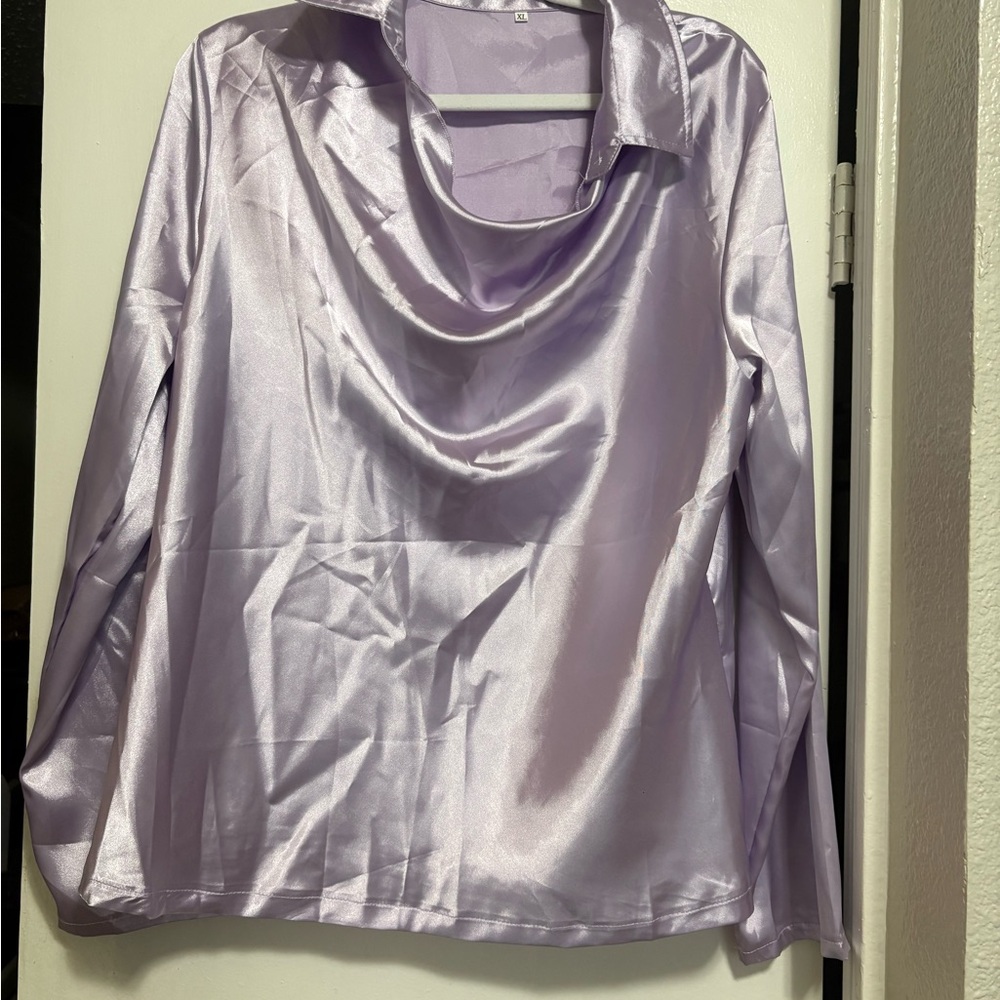Elegant Lavender Satin Blouse